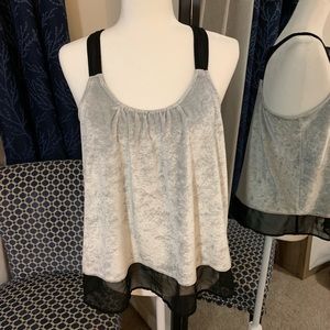 MUDD SILVER VELOUR & MESH TANK